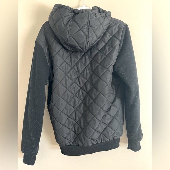 Ring of Fire Quilted Bomber Jacket Coat with Hood - Picture 4 of 4